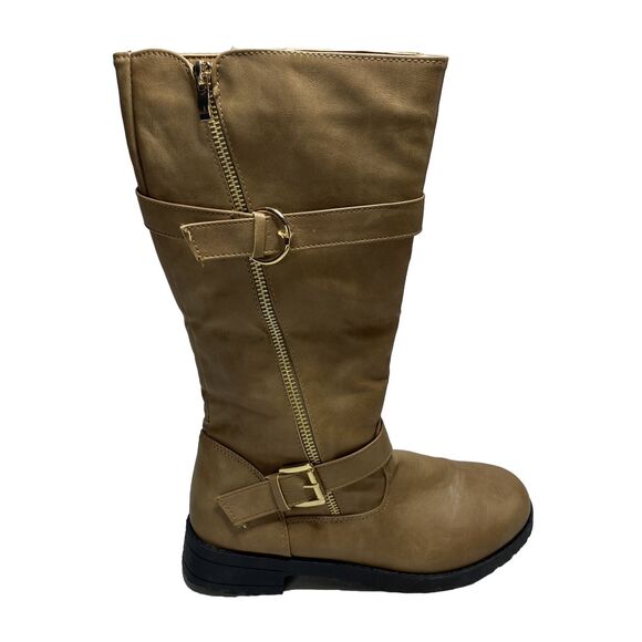 Laundry Girl Other - New Laundry Girl Alaia Big Girl Tall Boot 4 Tan Brown Zip Moto Retro Boho Biker